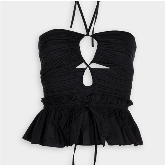 Ulla Johnson Angelina Crop Cutout Halter Top black noir - Picture 1 of 12
